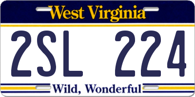 WV license plate 2SL224