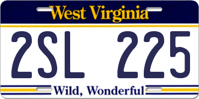 WV license plate 2SL225