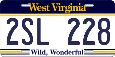 WV license plate 2SL228