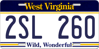 WV license plate 2SL260