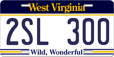 WV license plate 2SL300