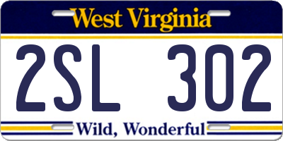 WV license plate 2SL302
