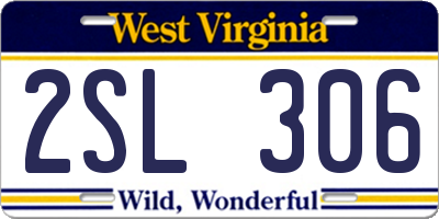 WV license plate 2SL306