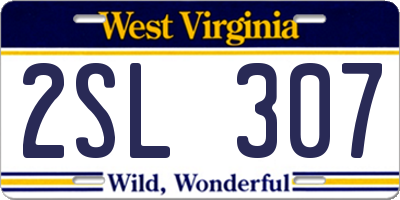 WV license plate 2SL307
