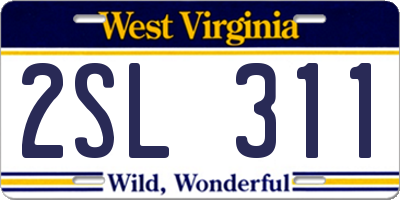 WV license plate 2SL311