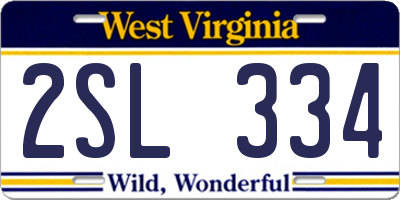 WV license plate 2SL334