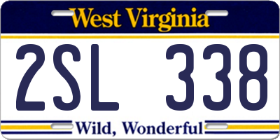 WV license plate 2SL338