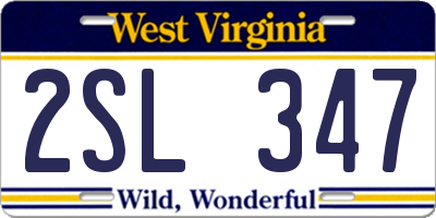 WV license plate 2SL347