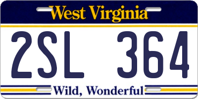 WV license plate 2SL364