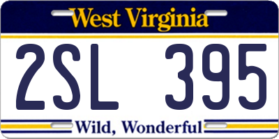 WV license plate 2SL395
