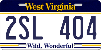 WV license plate 2SL404