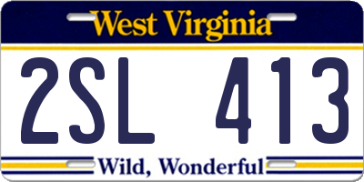 WV license plate 2SL413