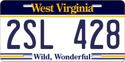 WV license plate 2SL428