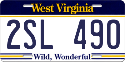 WV license plate 2SL490