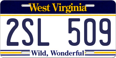 WV license plate 2SL509