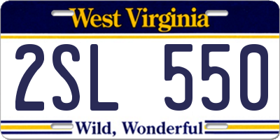 WV license plate 2SL550