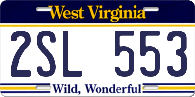 WV license plate 2SL553
