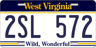WV license plate 2SL572