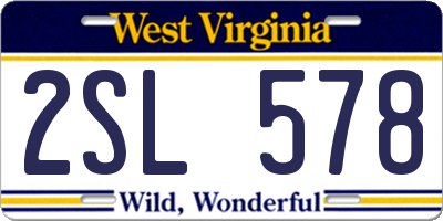 WV license plate 2SL578