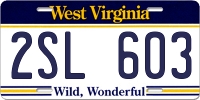 WV license plate 2SL603