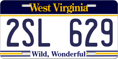 WV license plate 2SL629