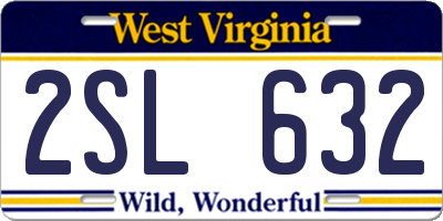 WV license plate 2SL632