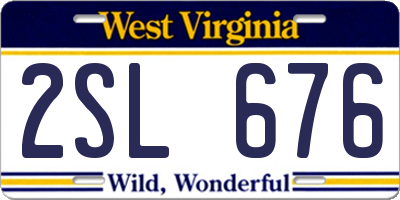 WV license plate 2SL676