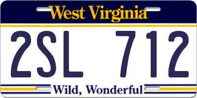 WV license plate 2SL712
