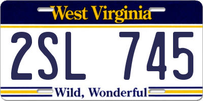 WV license plate 2SL745