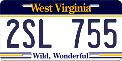 WV license plate 2SL755