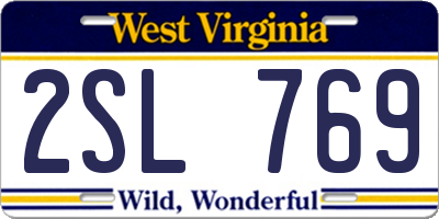 WV license plate 2SL769
