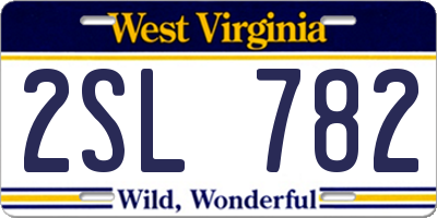 WV license plate 2SL782