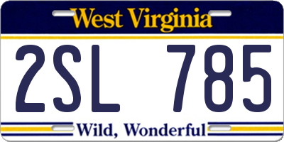 WV license plate 2SL785