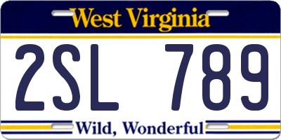 WV license plate 2SL789