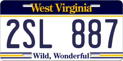 WV license plate 2SL887