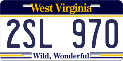 WV license plate 2SL970