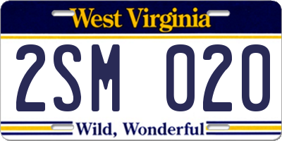WV license plate 2SM020