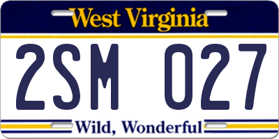 WV license plate 2SM027