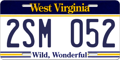WV license plate 2SM052