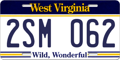 WV license plate 2SM062