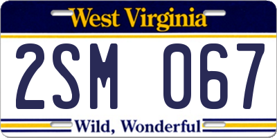 WV license plate 2SM067