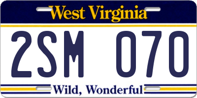 WV license plate 2SM070