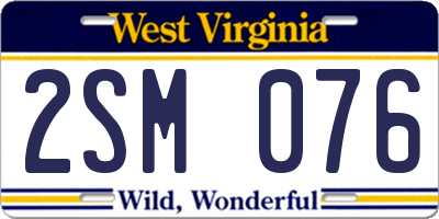 WV license plate 2SM076