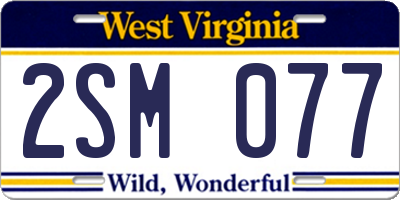 WV license plate 2SM077
