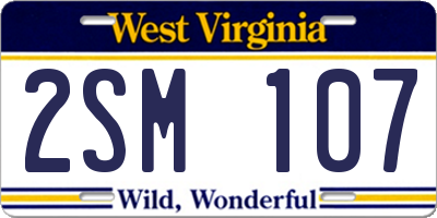 WV license plate 2SM107