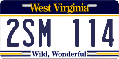 WV license plate 2SM114