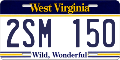 WV license plate 2SM150