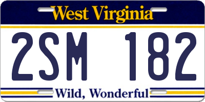 WV license plate 2SM182