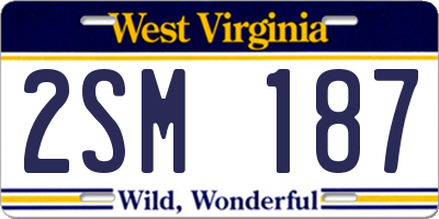 WV license plate 2SM187