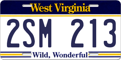 WV license plate 2SM213